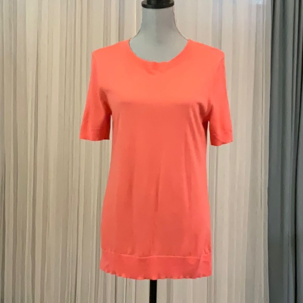 1901 sweater knit top button back closure short sleeve women sz L